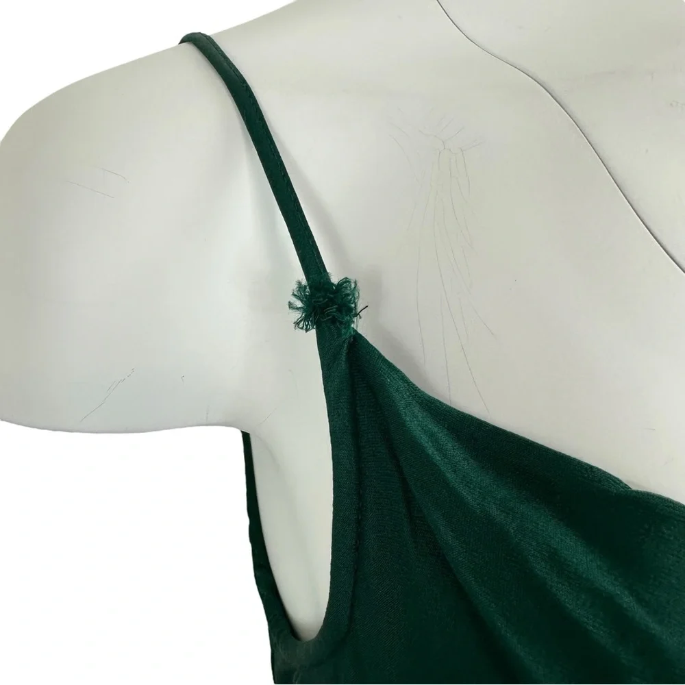 BHLDN Anthropologie Cali Satin Charmeuse MIDI Dress in Dark Emerald M Medium - Picture 4 of 9